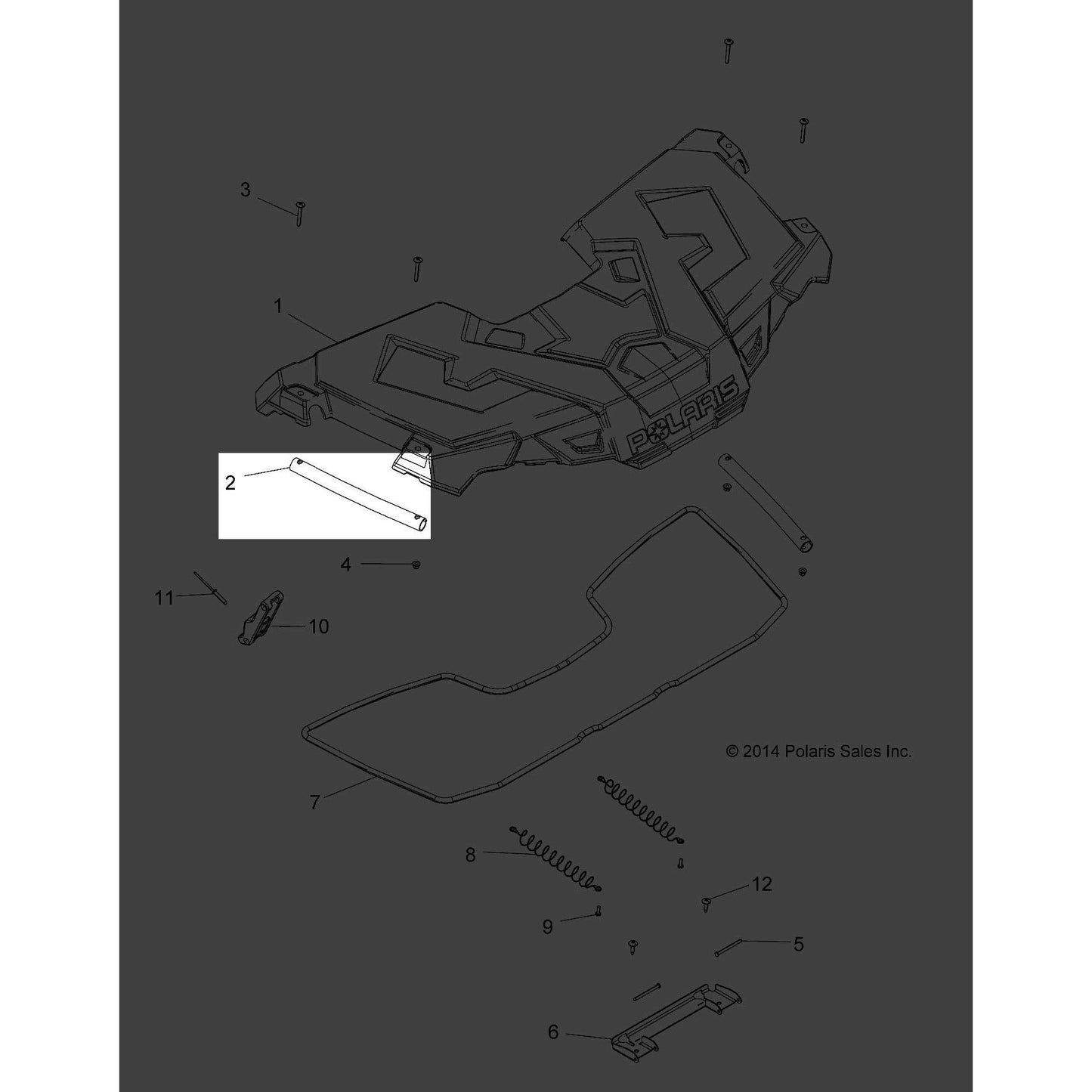 Polaris ATV Support Rack Tube, Front, Matte Black, Genuine OEM Part 5258093-458, Qty 1