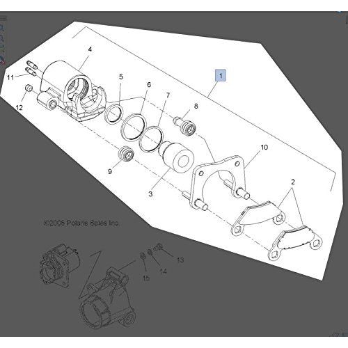 Polaris ATV Caliper Assembly, Dual Input, Genuine OEM Part 1912408, Qty 1