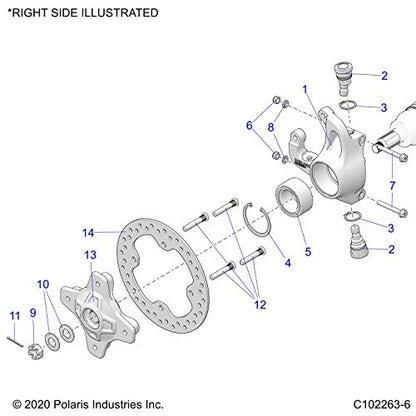 Polaris ATV Knuckle Assembly Kit, Left, Genuine OEM Part 2204254, Qty 1