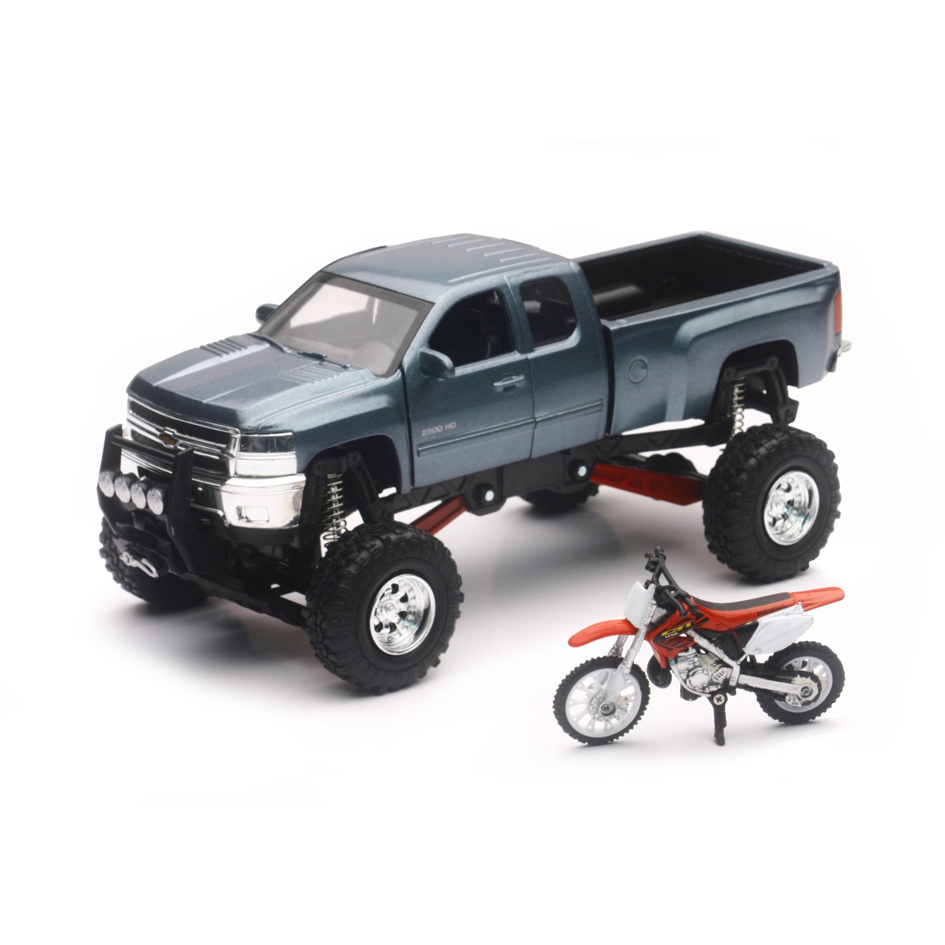 Replica 1:43 Truck/Race Bike Chevy Grey/Honda Bike Red