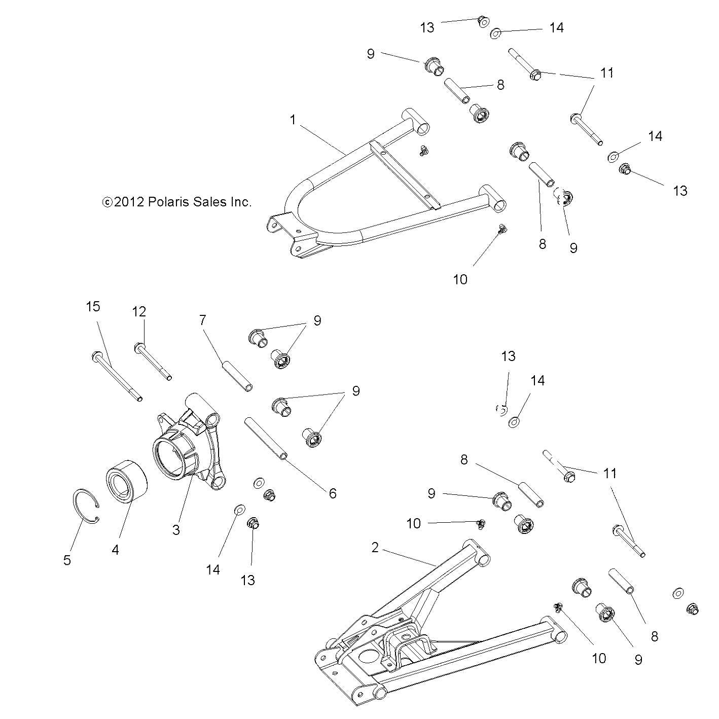 Polaris Ranger Control Arm Weld, Rear, Upper, Right, Orange Burst, Genuine OEM Part 1018466-647, Qty 1