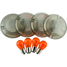 Bikers Choice 86-10 FLT FLHR Smoked Turn Signal Lens & Amber Bulb Kit Replaces H-D 69308-02