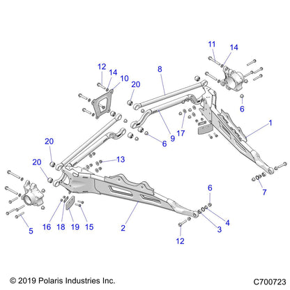 Polaris RZR Radius Rod Assembly, Bottom, Matte Black, Genuine OEM Part 1544000-458, Qty 1