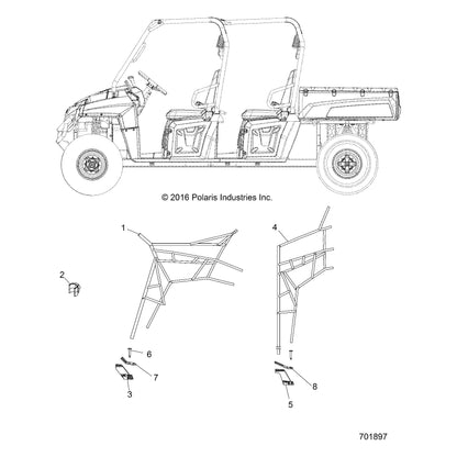 Polaris Ranger Side Net, Rear, Genuine OEM Part 2685125, Qty 1