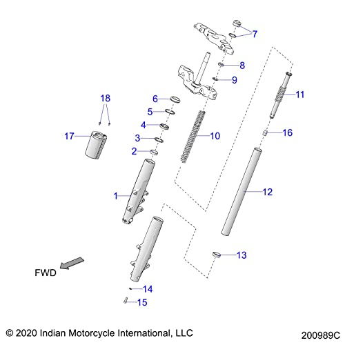 
                      
                        Indian Motorcycle Fork Leg Assembly, Right, 46 mm, Flat Black, Genuine OEM Part 1824022-463, Qty 1
                      
                    