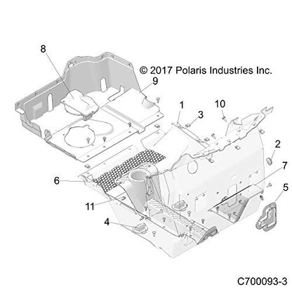 Polaris RZR Access Panel, Prop Shaft, Black, Genuine OEM Part 5453990-070, Qty 1