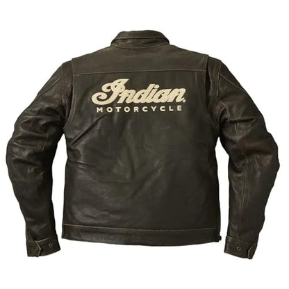 Indian Motorcycle Men's Leather Classic Riding Jacket with Removable Lining, Dark Brown - L - 286082806