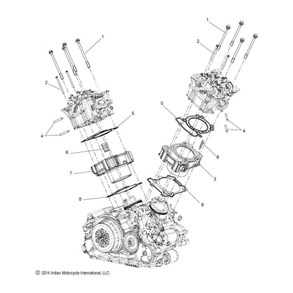 Indian Motorcycle Cylinder Head Gasket, Rear, Genuine OEM Part 5813960, Qty 1
