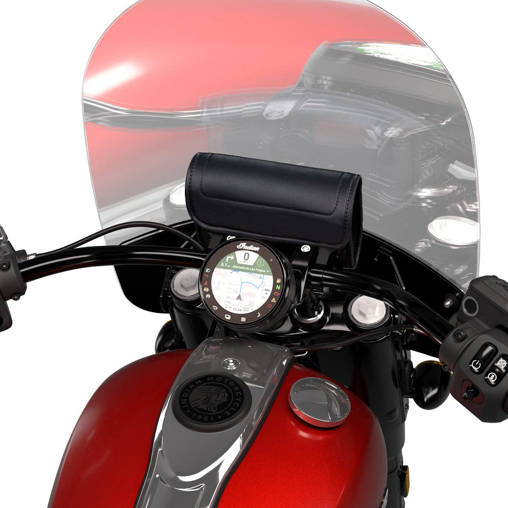 
                      
                        Indian Motorcycle Handlebar Bag for Front Fork, Fits Chief, Super Chief, Chief Bobber, Water Resistant Vinyl, Black, Attaches to Handlebars, for Gloves, Sunglasses, Cell Phone - 2889808-VBA
                      
                    