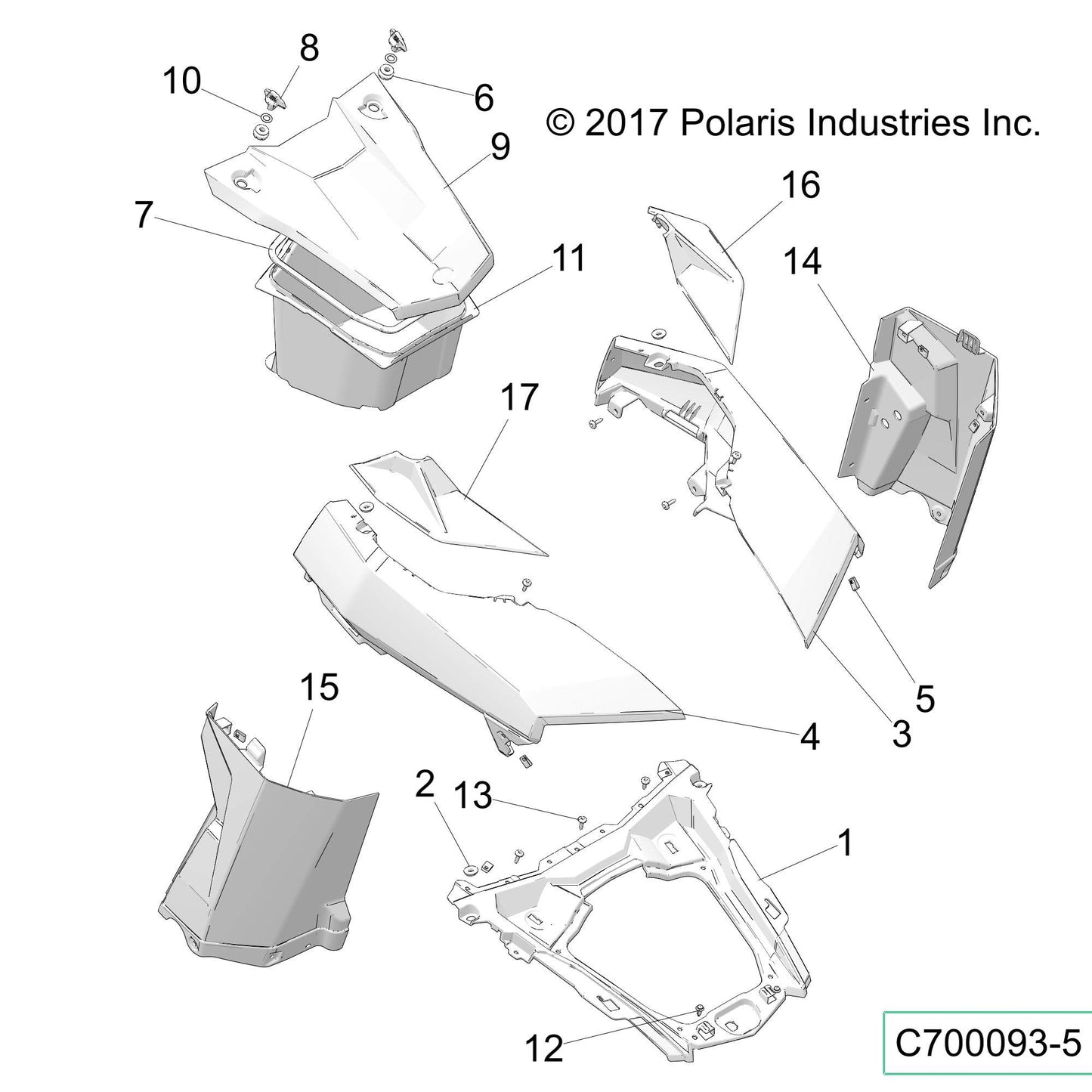 Polaris RZR Liner Hood, Gloss Black, Genuine OEM Part 5454084-070, Qty 1