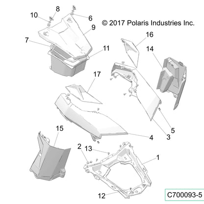 Polaris RZR Liner Hood, Gloss Black, Genuine OEM Part 5454084-070, Qty 1