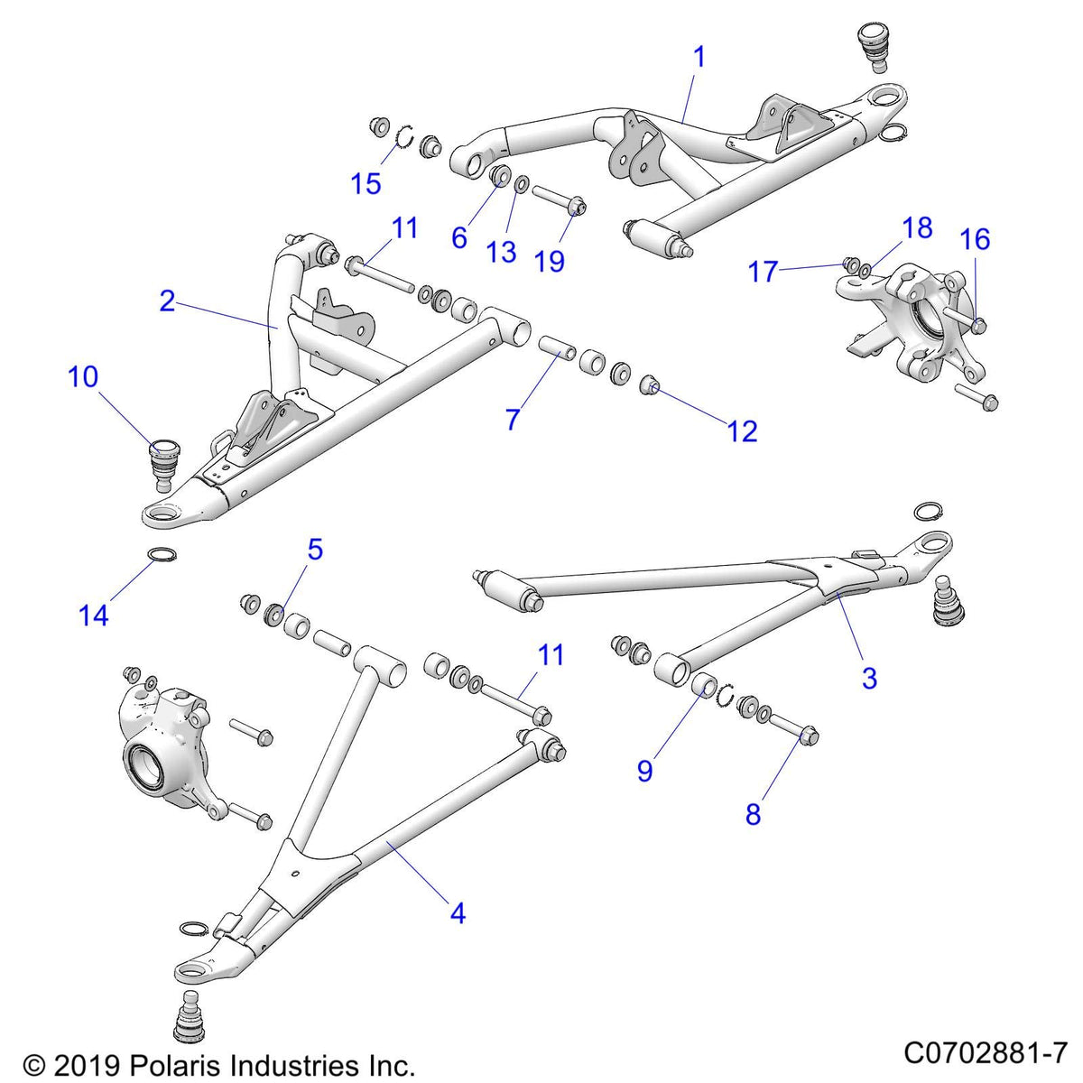 Polaris RZR Control Arm Weld, Front, Upper, Left, Indy Red, Genuine OEM Part 1544322-293, Qty 1