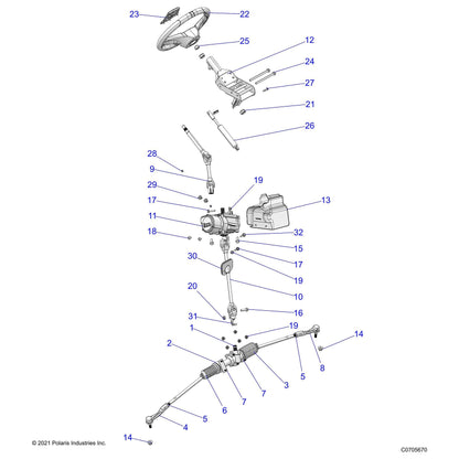 Polaris Off Road Steering Tilt Assembly, Black, 10 mm, Genuine OEM Part 1824420-458, Qty 1