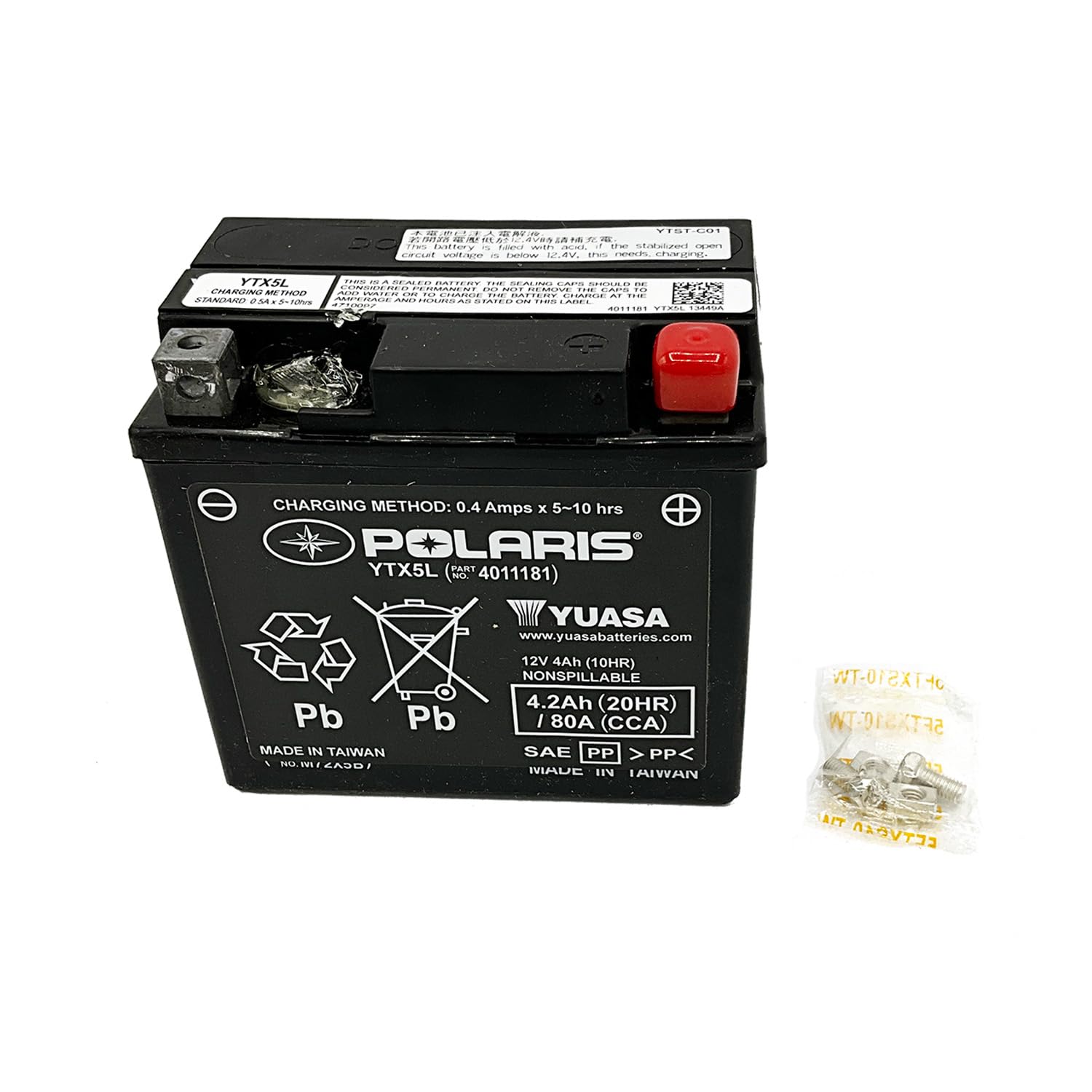 4013045 Polaris ATV Replacement Battery, Yuasa Ytx5L, Part 4011181