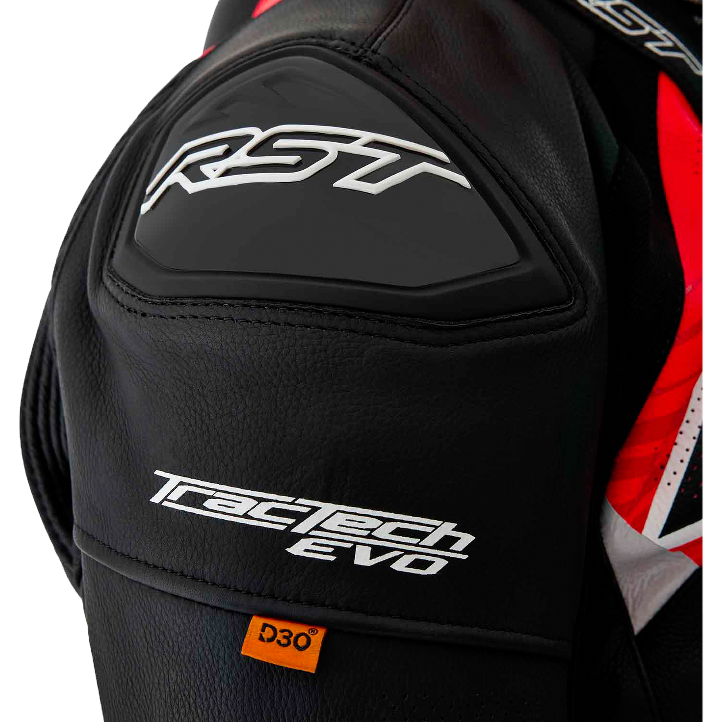 Tractech Evo D3o Jacket Blk/Flo Red Leather Sm