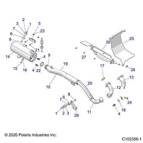 Polaris ATV Exhaust Heat Shield, Rear, Genuine OEM Part 5265059, Qty 1