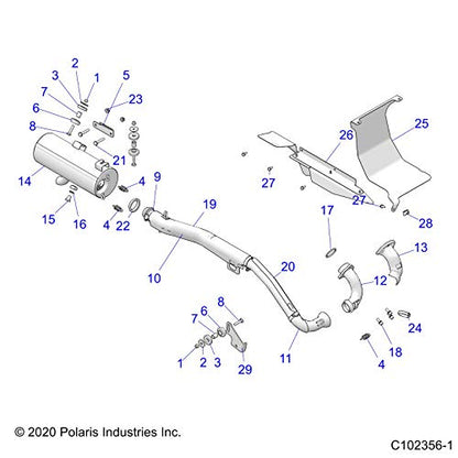 Polaris ATV Exhaust Heat Shield, Rear, Genuine OEM Part 5265059, Qty 1