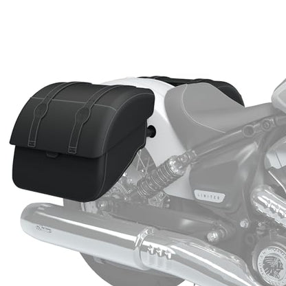 Indian Motorcycle Saddle Bags for Specific Scout Models, Touring Waterproof Black Vinyl Motorcycle Hard Saddlebags, Powersports Saddle Bags for Motorcycle Storage, 1 Pair - 2890257-VBA