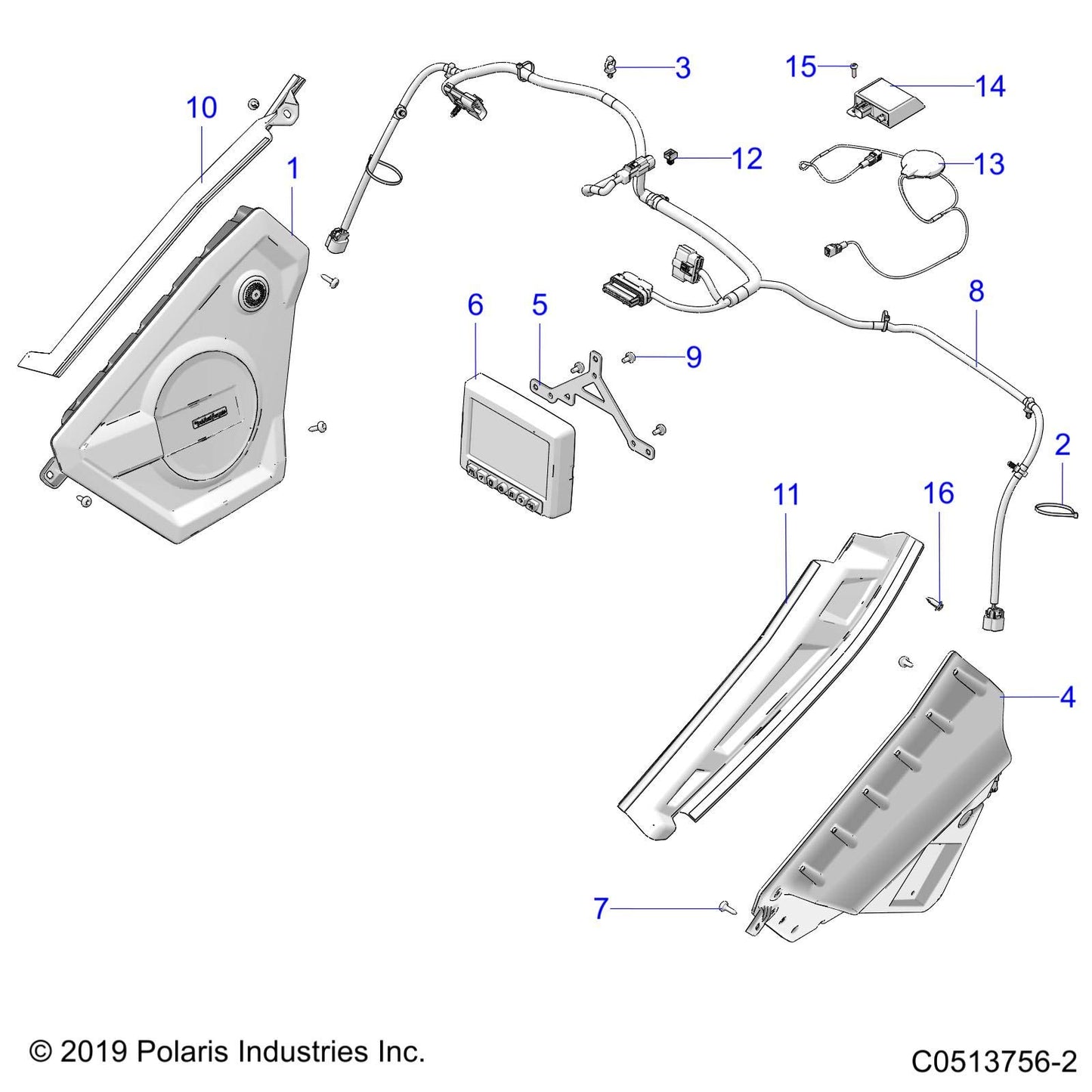 Polaris Slingshot Harness-Radio,SS [INCL. 3,11], Genuine OEM Part 2414613, Qty 1