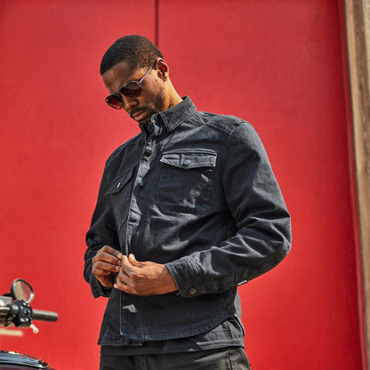 Indian Motorcycle Men's Canyon Denim Overshirt, Black - L - 283336306