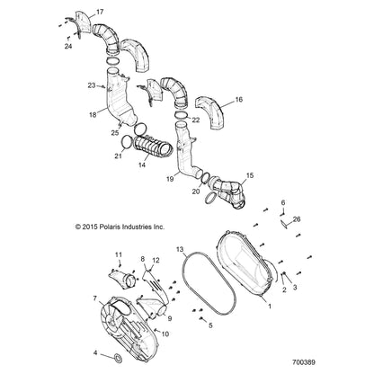 Polaris Ranger Inlet Duct, Clutch, Upper, Mudder, Genuine OEM Part 5452497, Qty 1