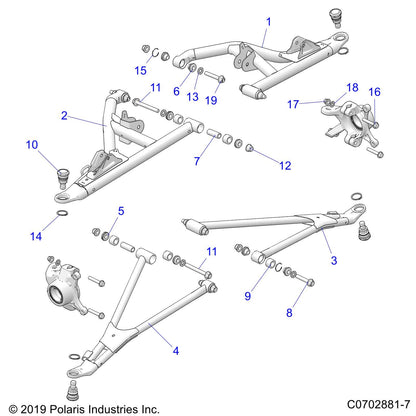 Polaris RZR Control Arm Weld, Lower, Front Right, 64, BLK, Genuine OEM Part 1544337-458, Qty 1