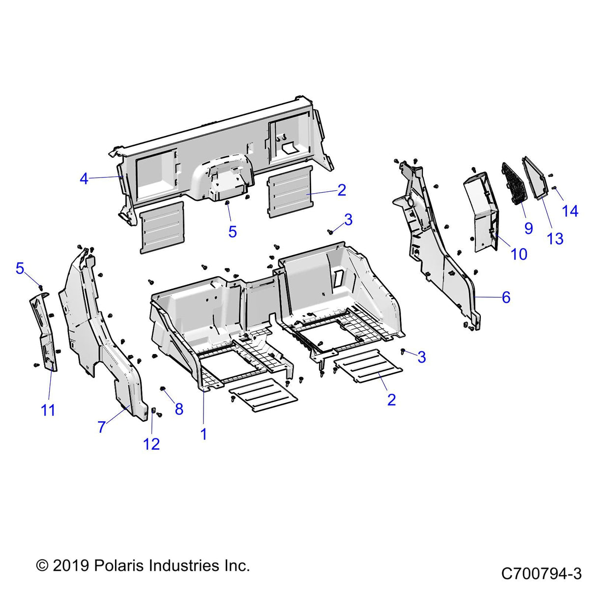 Polaris Ranger Fender Assembly, Rear, Clip, Titanium Metallic Gloss, Genuine OEM Part 2636184-653, Qty 1