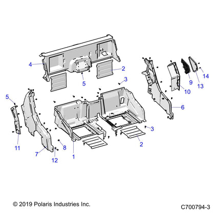 Polaris Ranger Fender Assembly, Rear, Clip, Titanium Metallic Gloss, Genuine OEM Part 2636184-653, Qty 1