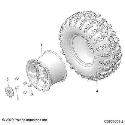 Polaris RZR Wheel, Rear, 12 x 8, Cast, Flash Black, Genuine OEM Part 1522231-655, Qty 1