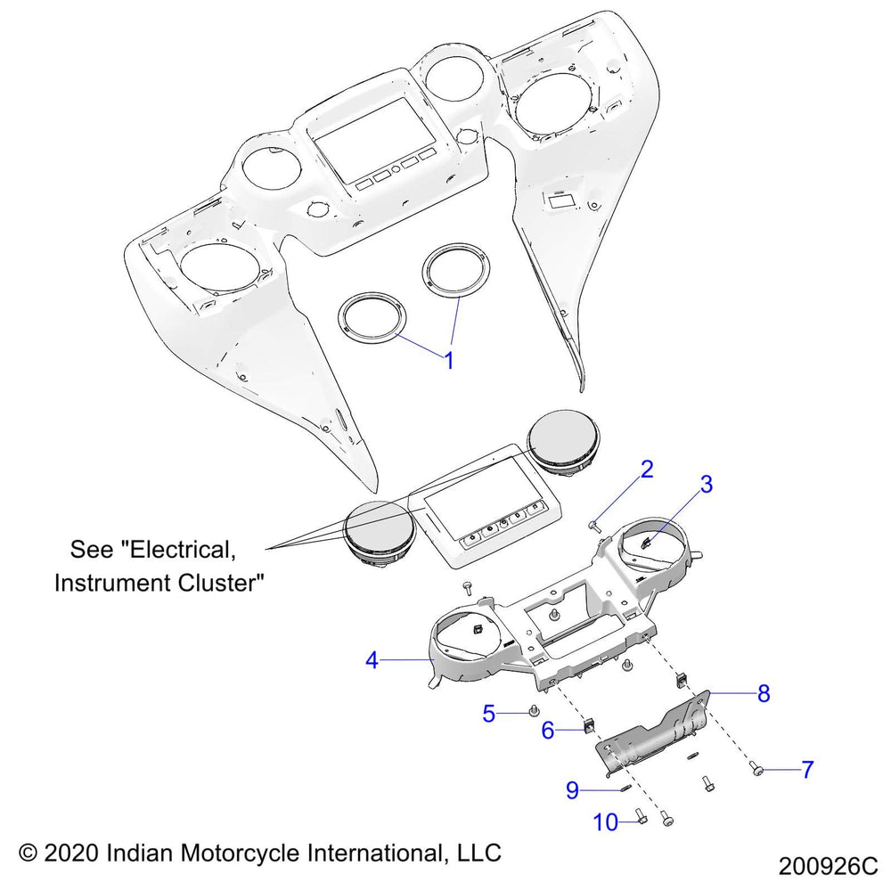 
                      
                        Indian Motorcycle Display/CPI Fairing Bracket, Genuine OEM Part 5452783, Qty 1
                      
                    