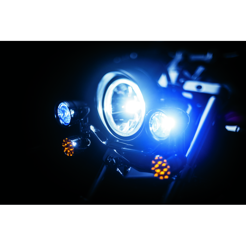 Kuryakyn LED Front Turn Signal Conversion Bullet Style Chrome Bezel Amber Lens