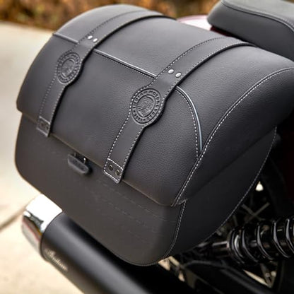 Indian Motorcycle Saddle Bags for Specific Scout Models, Touring Waterproof Black Vinyl Motorcycle Hard Saddlebags, Powersports Saddle Bags for Motorcycle Storage, 1 Pair - 2890257-VBA