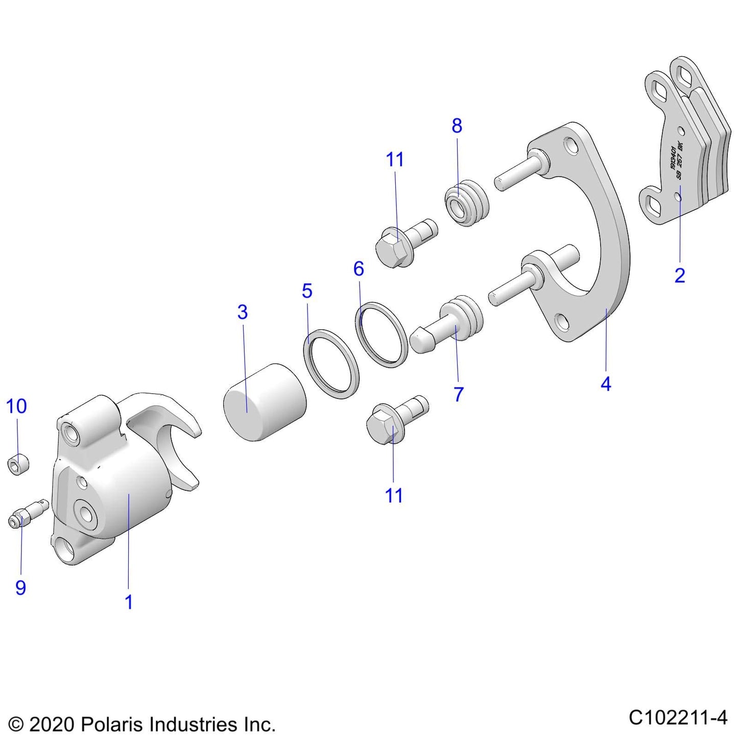 Polaris ATV Brake Caliper Assembly, Rear, 1.25, Genuine OEM Part 1913405, Qty 1