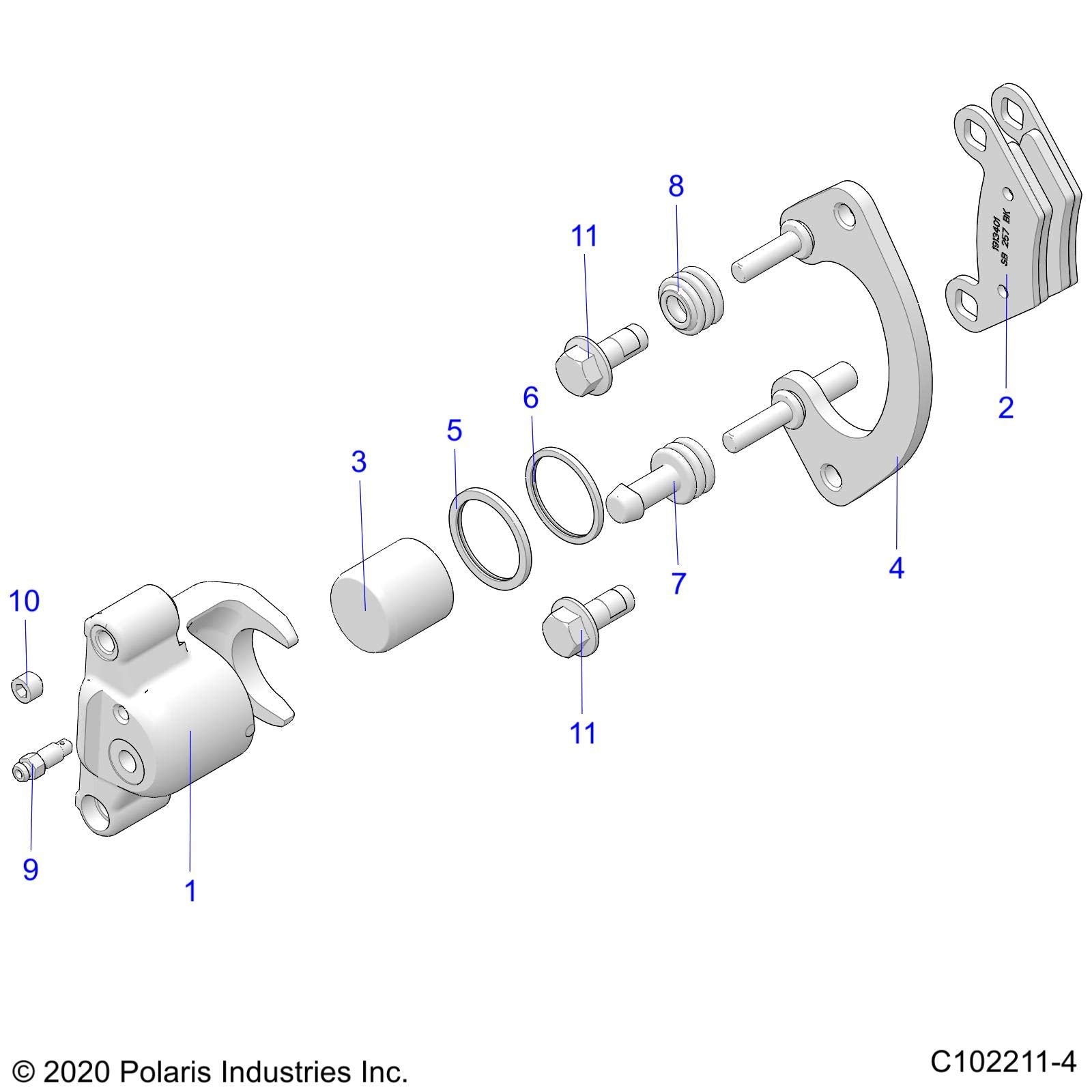 Polaris ATV Brake Caliper Assembly, Rear, 1.25, Genuine OEM Part 1913405, Qty 1