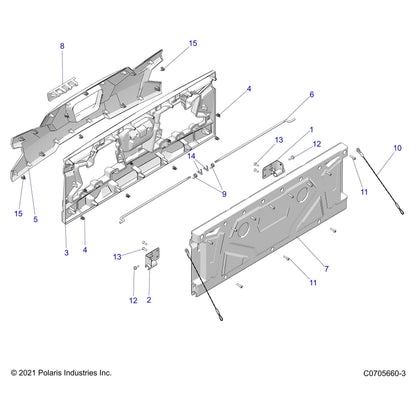 Polaris Ranger Tailgate Panel, Inner, Black, Genuine OEM Part 5452174-070, Qty 1