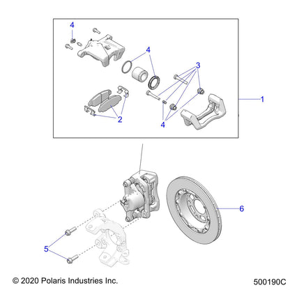Polaris Slingshot Caliper Assembly, Left, 54 mm, Genuine OEM Part 1912546, Qty 1