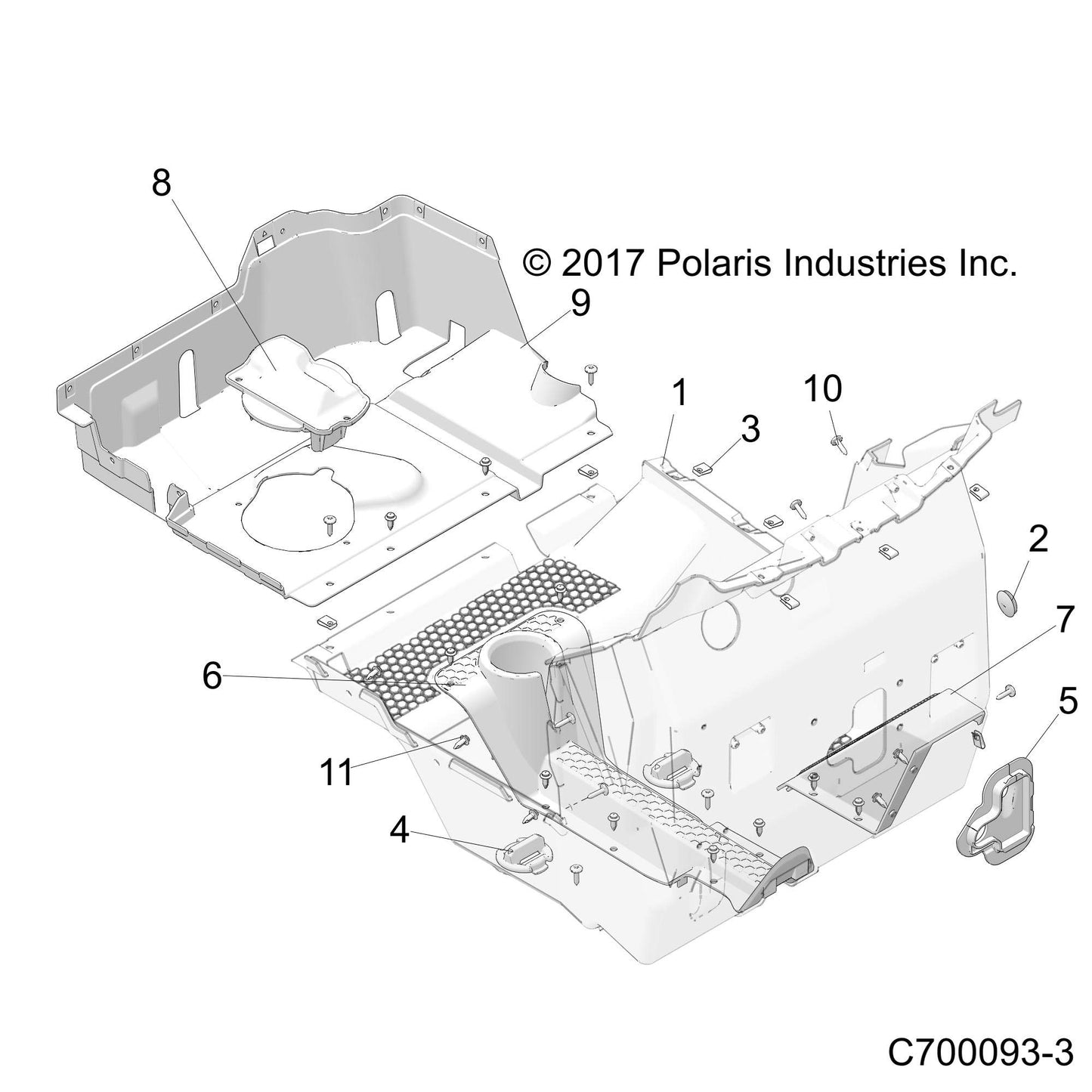 Polaris RZR Foot Rest, Panel, Black, Genuine OEM Part 5454148-070, Qty 1