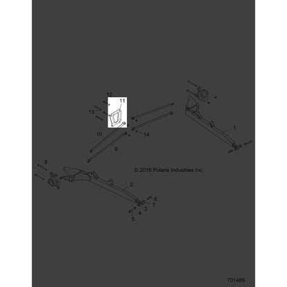 Polaris RZR Bolt Brace Plate, Rear, Matte Black, Genuine OEM Part 5262630-458, Qty 1