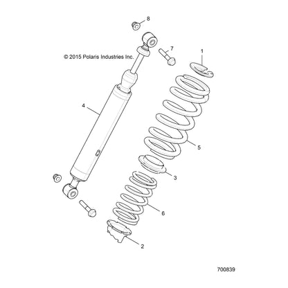 Polaris Ranger High Temp Shock, Rear, Genuine OEM Part 7044681, Qty 1