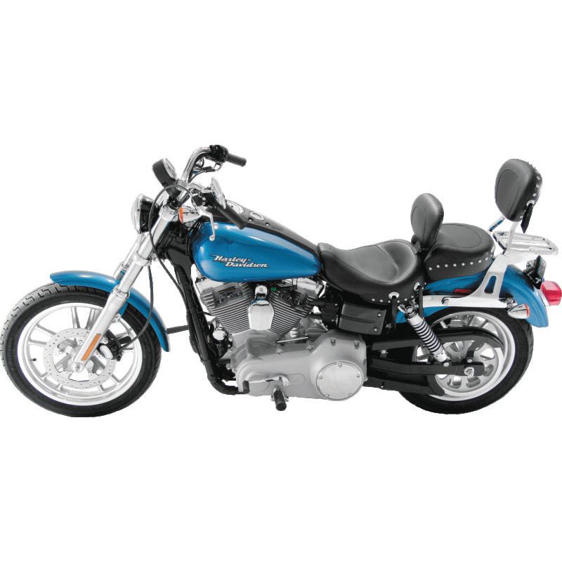 Mustang 06-17 Harley Dyna Wide Touring Solo Seat w/Driver Backrest w/Studs - Black