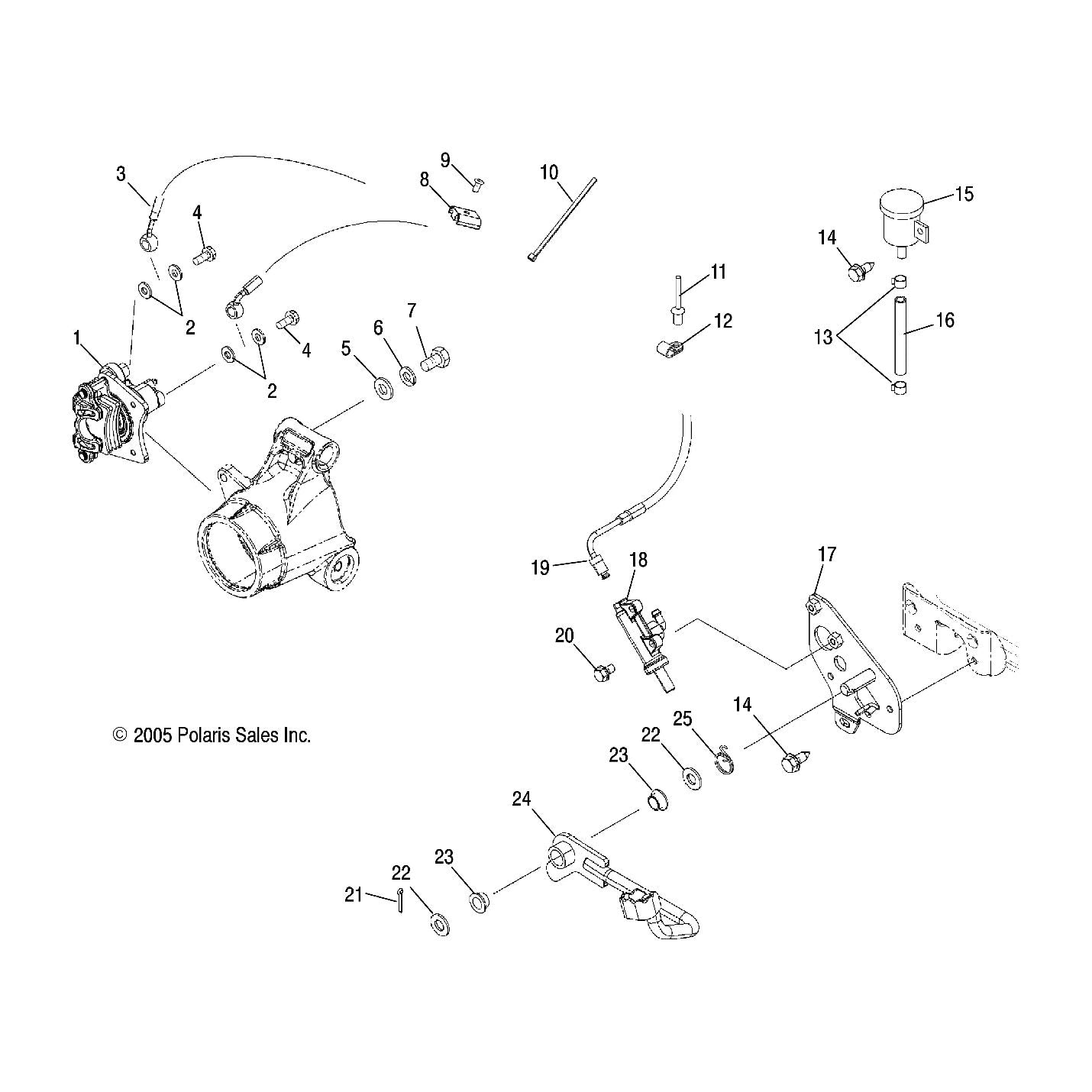 Polaris ATV Brake Line Kit, Rear, Genuine OEM Part 2202709, Qty 1