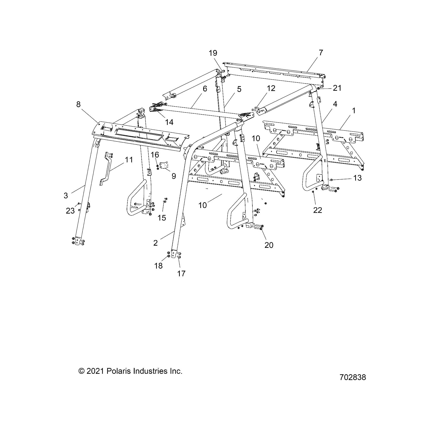 Polaris Off Road Cabframe Weld, Center, Crew, Matte Black, Genuine OEM Part 1020263-458, Qty 1