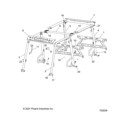Polaris Off Road Cabframe Weld, Center, Crew, Matte Black, Genuine OEM Part 1020263-458, Qty 1