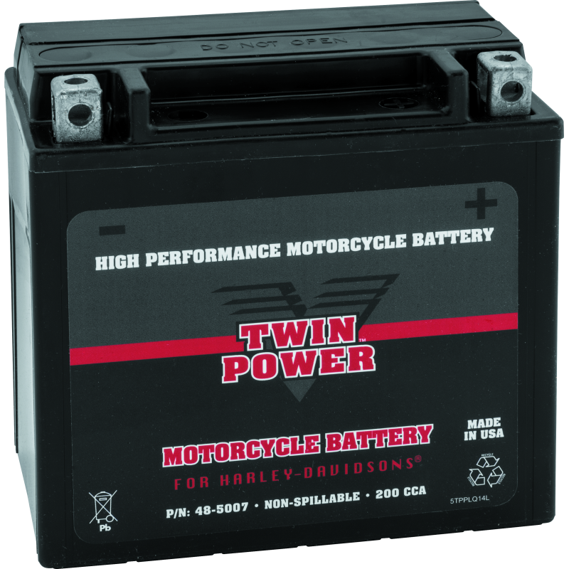 Twin Power YTX-14L High Performance Battery Replaces H-D 65958-04 Made in USA 200 CCA