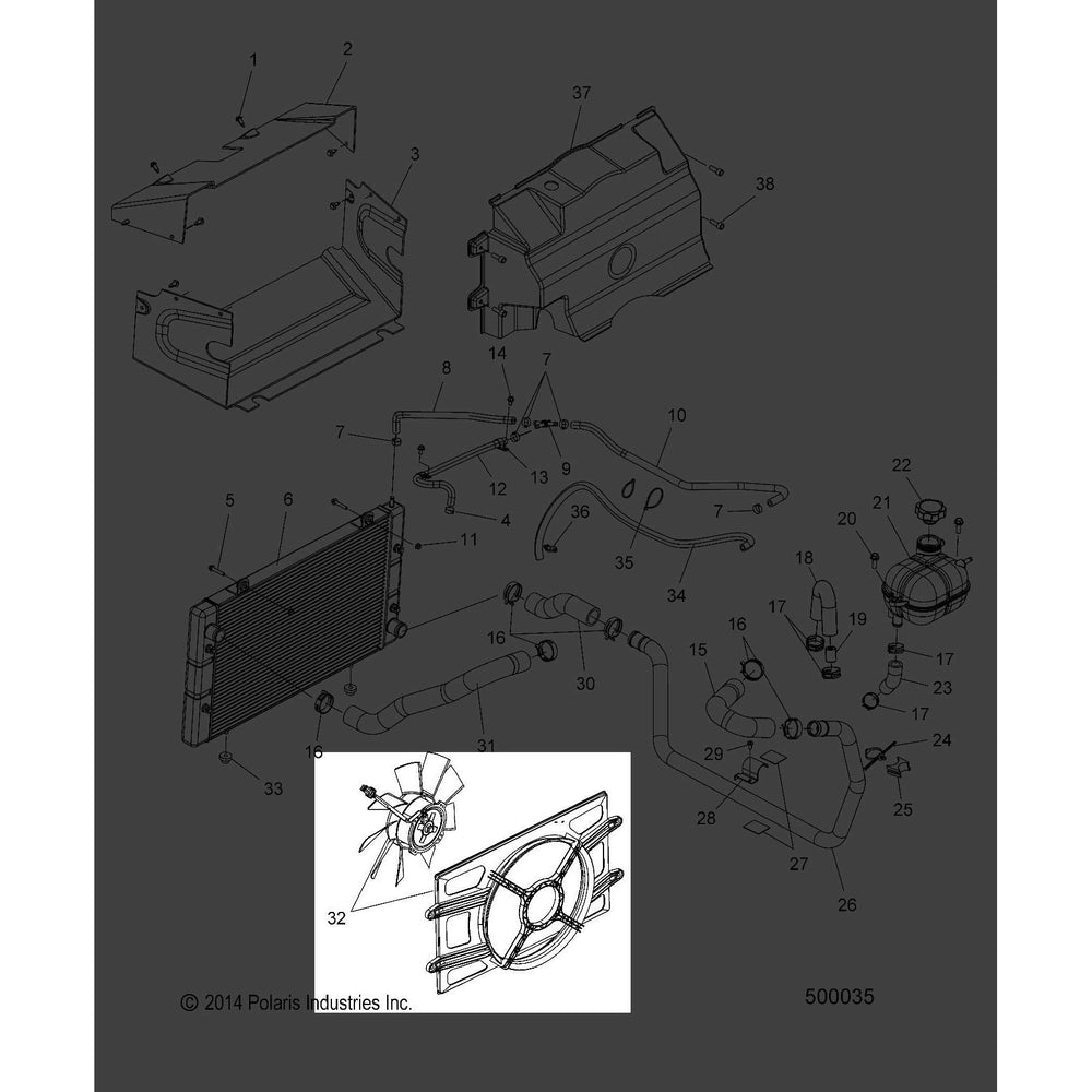Polaris Slingshot Fan/Shroud Kit, Genuine OEM Part 2880965, Qty 1