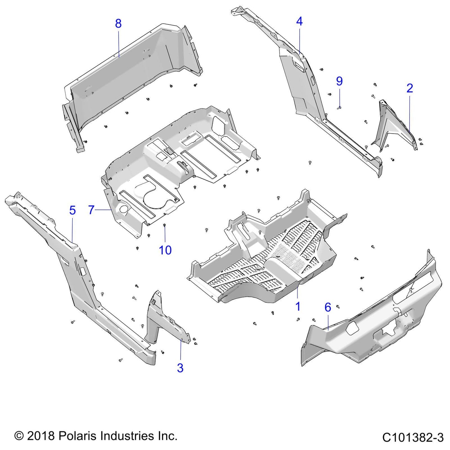 Polaris Ranger Rocker, Right Side, Gloss Black, Genuine OEM Part 5454496-070, Qty 1