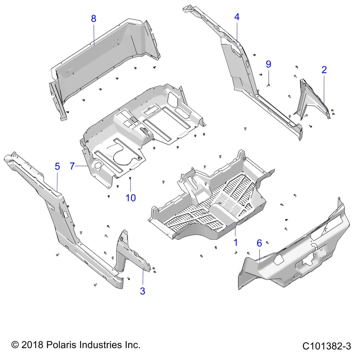Polaris Ranger Rocker, Right Side, Gloss Black, Genuine OEM Part 5454496-070, Qty 1