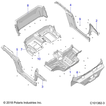 Polaris Ranger Rocker, Right Side, Gloss Black, Genuine OEM Part 5454496-070, Qty 1