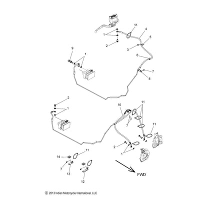 Indian Motorcycle Brake Hose, Front, Genuine OEM Part 1912040, Qty 1