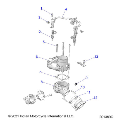 Indian Motorcycle Throttle Body Gasket, Genuine OEM Part 5814023, Qty 1